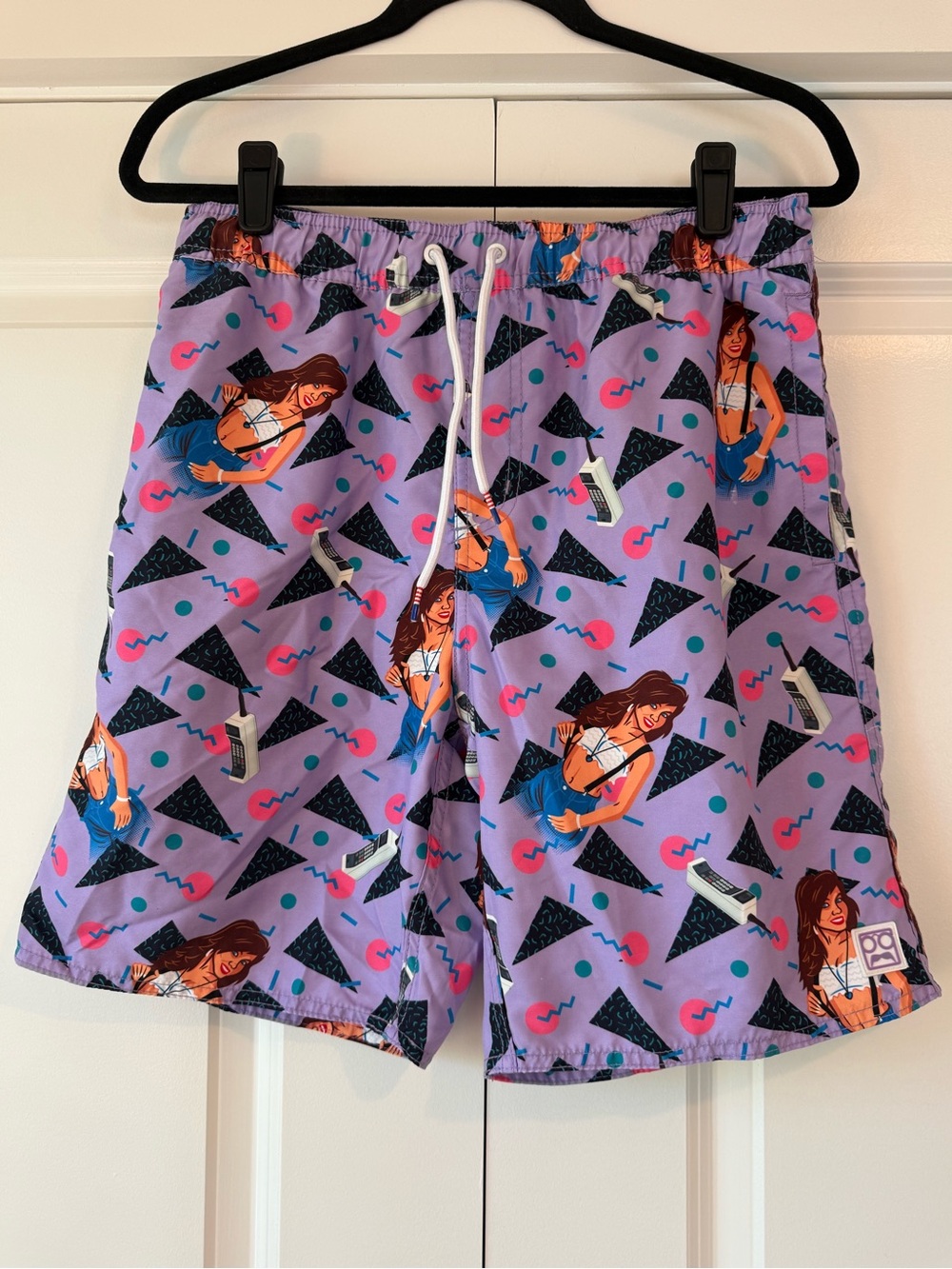 RSVLTS Saved by the Bell Kelly Kapowski 90s Swim Trunks Kapow Shorts Size Large